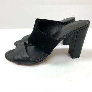 EUC Vince Black Suede Leather Chunky Heels - Size 9.5